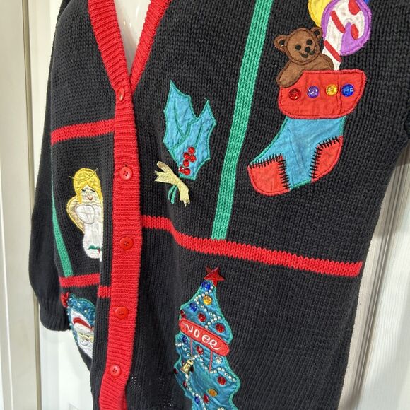 Vintage Christmas Cardigan Sweater Plus Size 2X Work in Progress Gladys Bagley - Picture 3 of 13